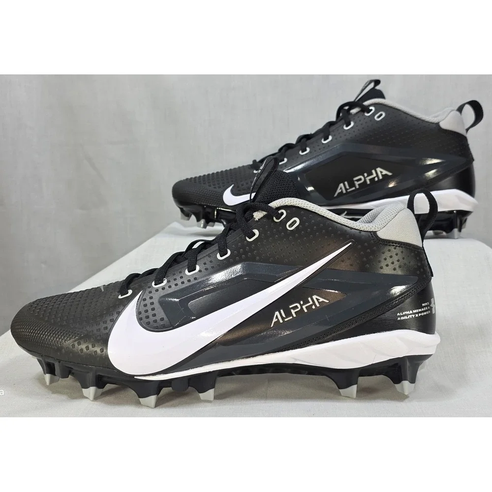 Nike Alpha Menace 4 Varsity Football Cleats Black White FN0027-001 Men's Size 12